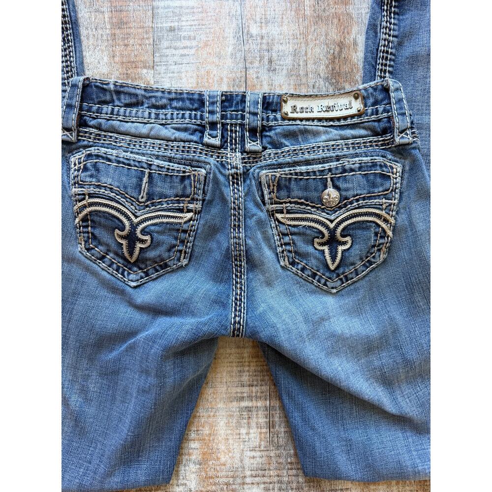 Low Rise Rock Revival Jeans Sz29 Jamila Boot Cut Style No E84018L Sequin Studded